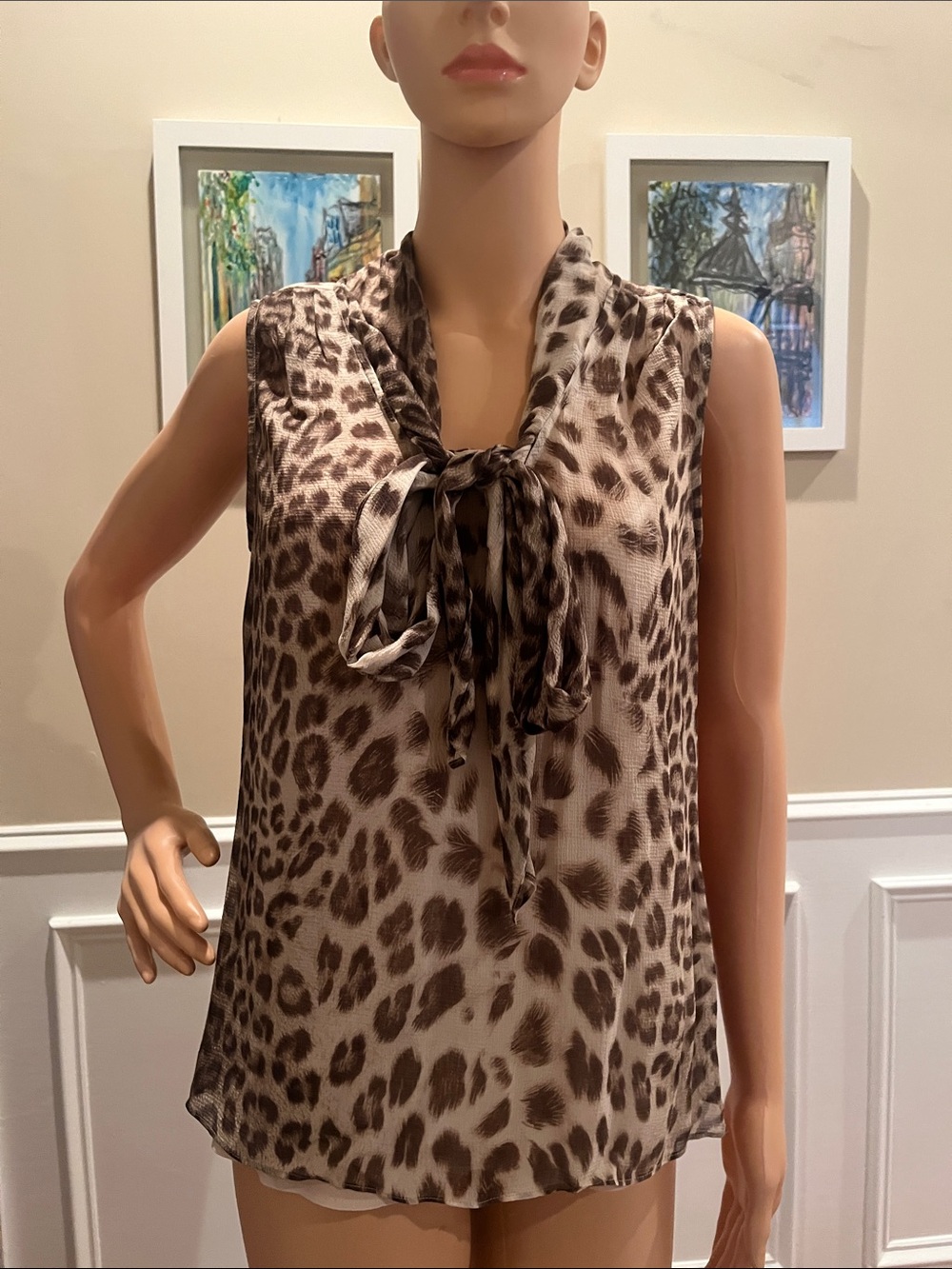 Talbots Brown Leopard Print Tie-Neck Camisole